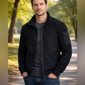 Express Men's‎ Wool Blend Water Resistant Zip Bomber Jacket Black M
